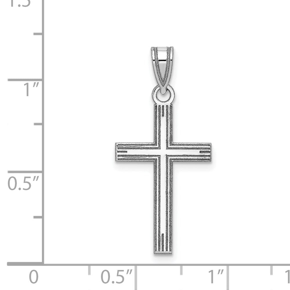 FJC Finejewelers 14 kt White Gold Solid Laser Etched Cross Charm 28 mm x 15 mm
