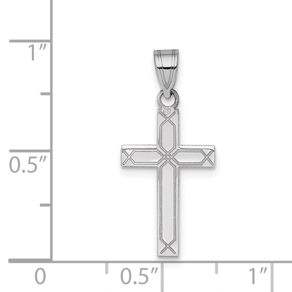 FJC Finejewelers 14 kt White Gold Solid Laser Etched Polished Cross Charm 25 mm x 12 mm