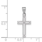 FJC Finejewelers 14 kt White Gold Solid Laser Etched Polished Cross Charm 25 mm x 12 mm