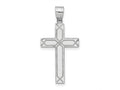 FJC Finejewelers 14 kt White Gold Solid Laser Etched Cross Charm 29 mm x 14 mm