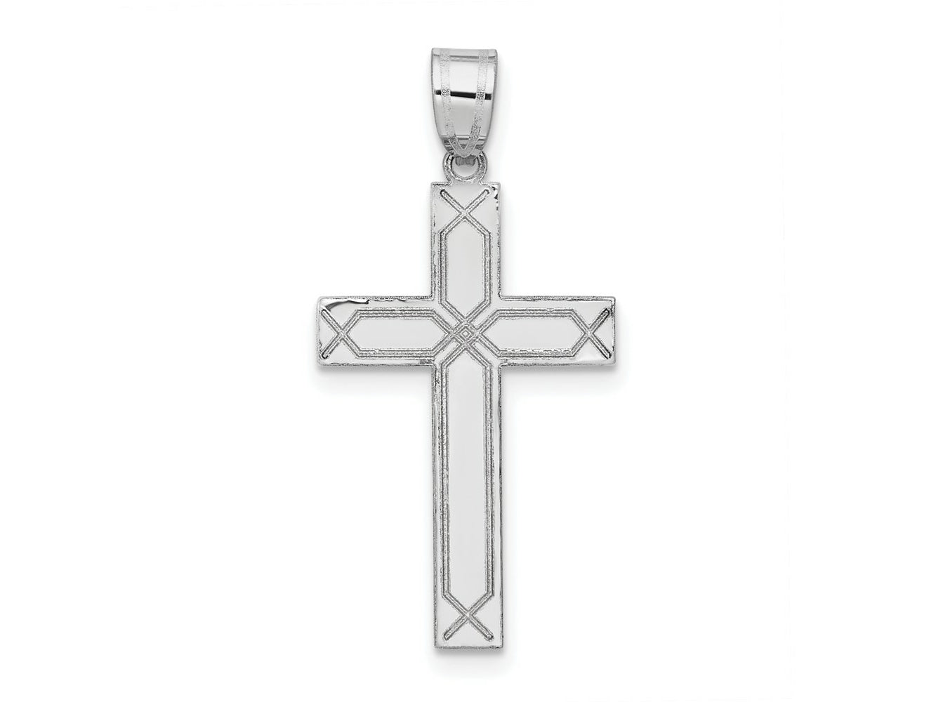 FJC Finejewelers 14 kt White Gold Solid Laser Etched Cross Charm 29 mm x 14 mm