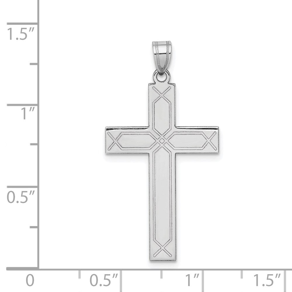 FJC Finejewelers 14 kt White Gold Solid Laser Etched Cross Charm 37 mm x 19 mm