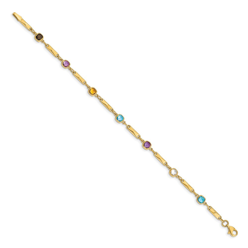 FJC Finejewelers 14 kt Yellow Gold Multi Color Fancy Link Bracelet 7 Inches x 5 mm