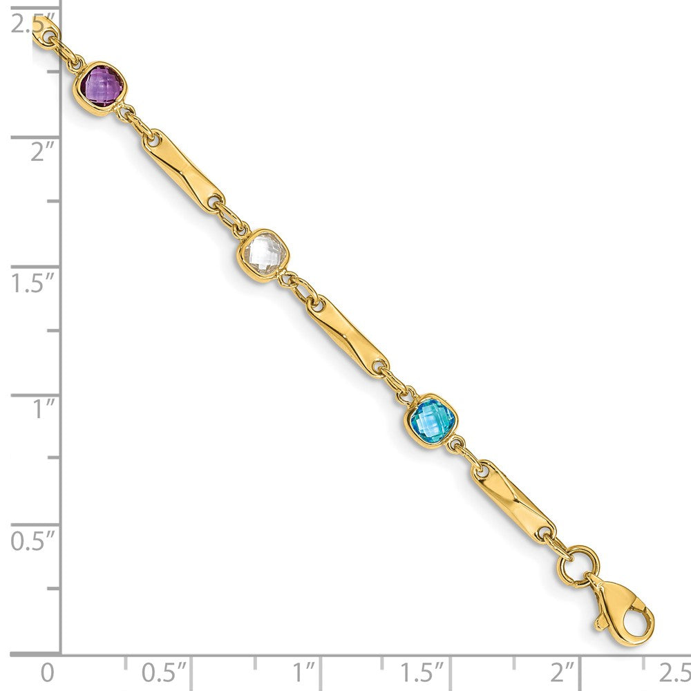 FJC Finejewelers 14 kt Yellow Gold Multi Color Fancy Link Bracelet 7 Inches x 5 mm