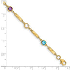 FJC Finejewelers 14 kt Yellow Gold Multi Color Fancy Link Bracelet 7 Inches x 5 mm