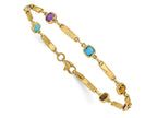 FJC Finejewelers 14 kt Yellow Gold Multi Color Fancy Link Bracelet 7 Inches x 5 mm