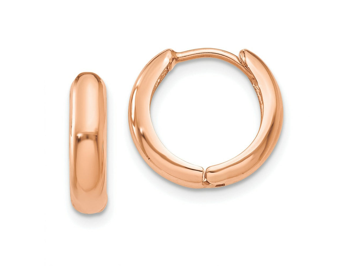 FJC Finejewelers 14 kt Rose Gold Huggies Polished Hinged Hoop Earrings 11 mm x 12 mm