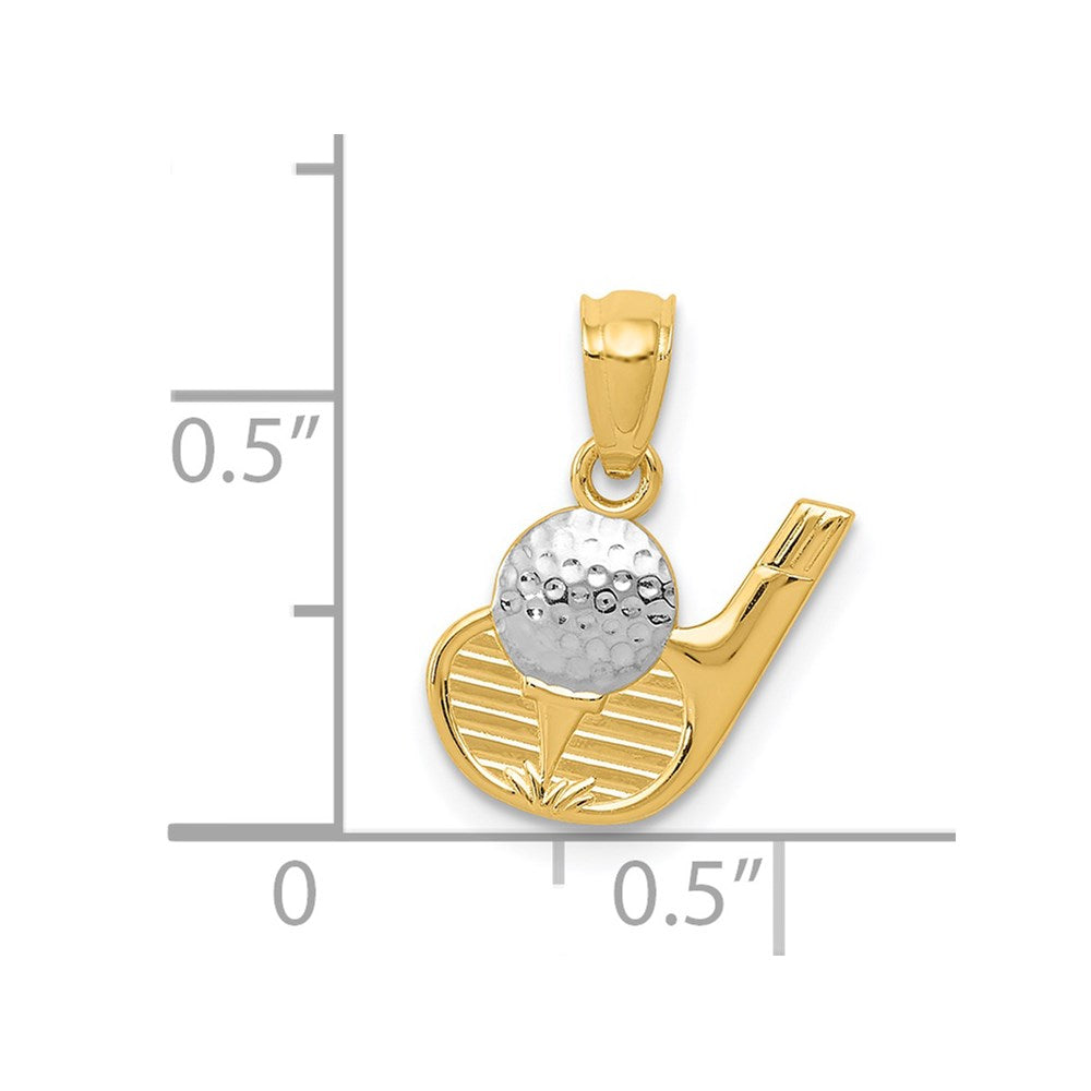 FJC Finejewelers 14 kt Yellow Gold and Rhodium Golf Charm 16 x 12 mm