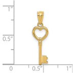 FJC Finejewelers 14 kt Yellow Gold Polished 3D Heart Key Charm 23 x 7 mm