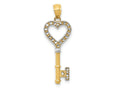 FJC Finejewelers 14 kt Yellow Gold with White Rhodium Polished Heart Key Charm 30 x 10 mm