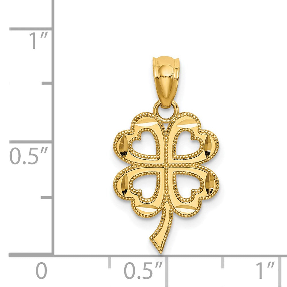 FJC Finejewelers 14 kt Yellow Gold Bright Cut Four Leaf Clover Charm 20 x 10 mm