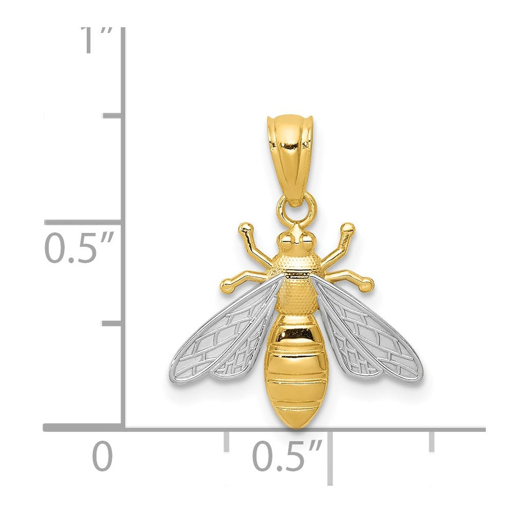 FJC Finejewelers 14 kt Yellow Gold with Rhodium Bee Charm 20 x 15 mm