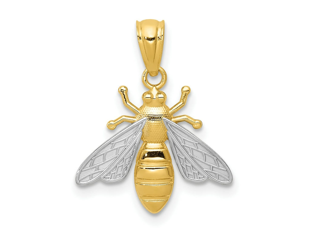 FJC Finejewelers 14 kt Yellow Gold with Rhodium Bee Charm 20 x 15 mm