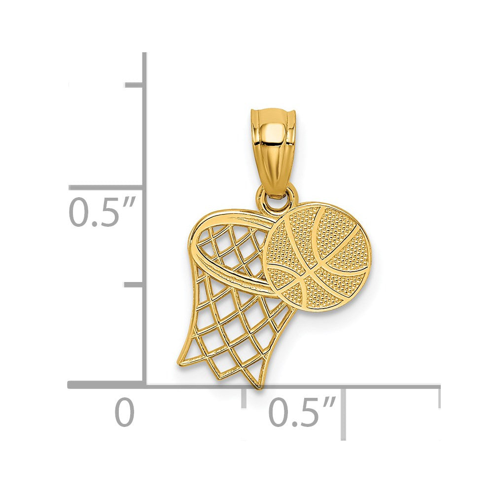 FJC Finejewelers 14 kt Yellow Gold Basketball and Hoop Charm 18 x 11 mm