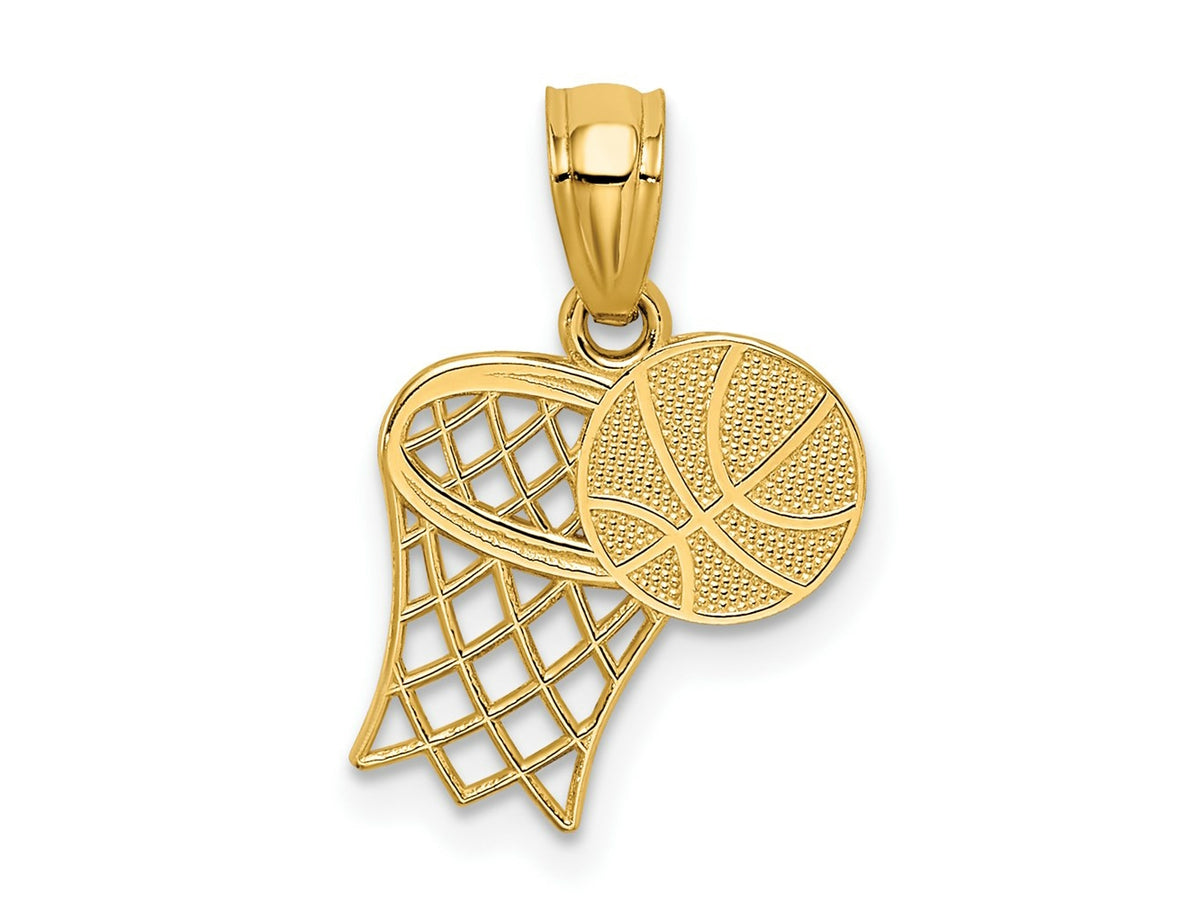 FJC Finejewelers 14 kt Yellow Gold Basketball and Hoop Charm 18 x 11 mm