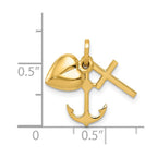 FJC Finejewelers 14 kt Yellow Gold Polished Heart Cross Anchor Charm 17 x 20 mm