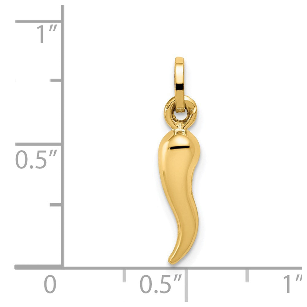 FJC Finejewelers 14 kt Yellow Gold Hollow Italian Horn Charm 20 x 5 mm
