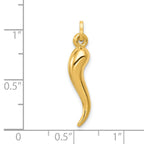 FJC Finejewelers 14 kt Yellow Gold Hollow 3D Italian Horn Charm 24 x 6 mm