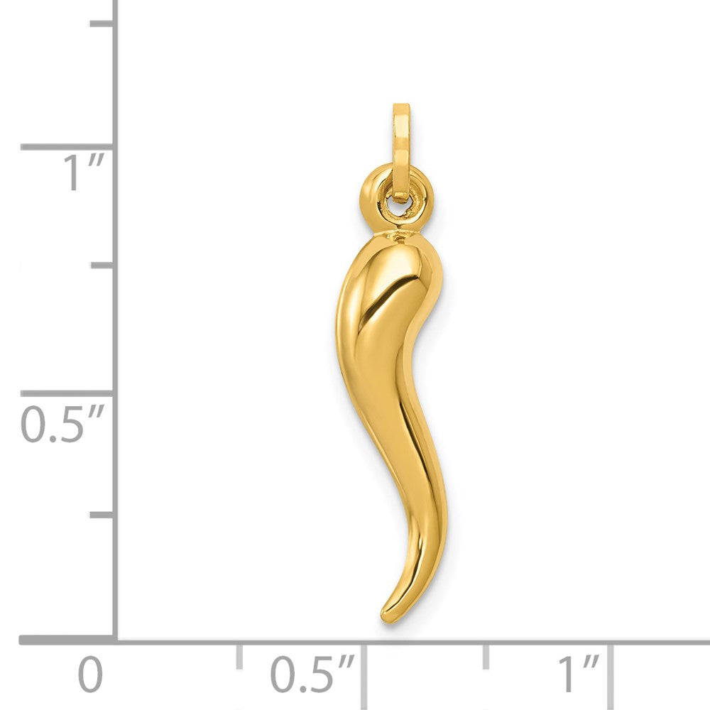 FJC Finejewelers 14 kt Yellow Gold Hollow 3D Italian Horn Charm 24 x 6 mm