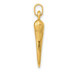 FJC Finejewelers 14 kt Yellow Gold Hollow 3D Italian Horn Charm 24 x 6 mm