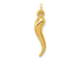 FJC Finejewelers 14 kt Yellow Gold Hollow 3D Italian Horn Charm 24 x 6 mm