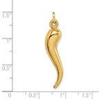 FJC Finejewelers 14 kt Yellow Gold Hollow 3D Italian Horn Charm 33 x 8 mm