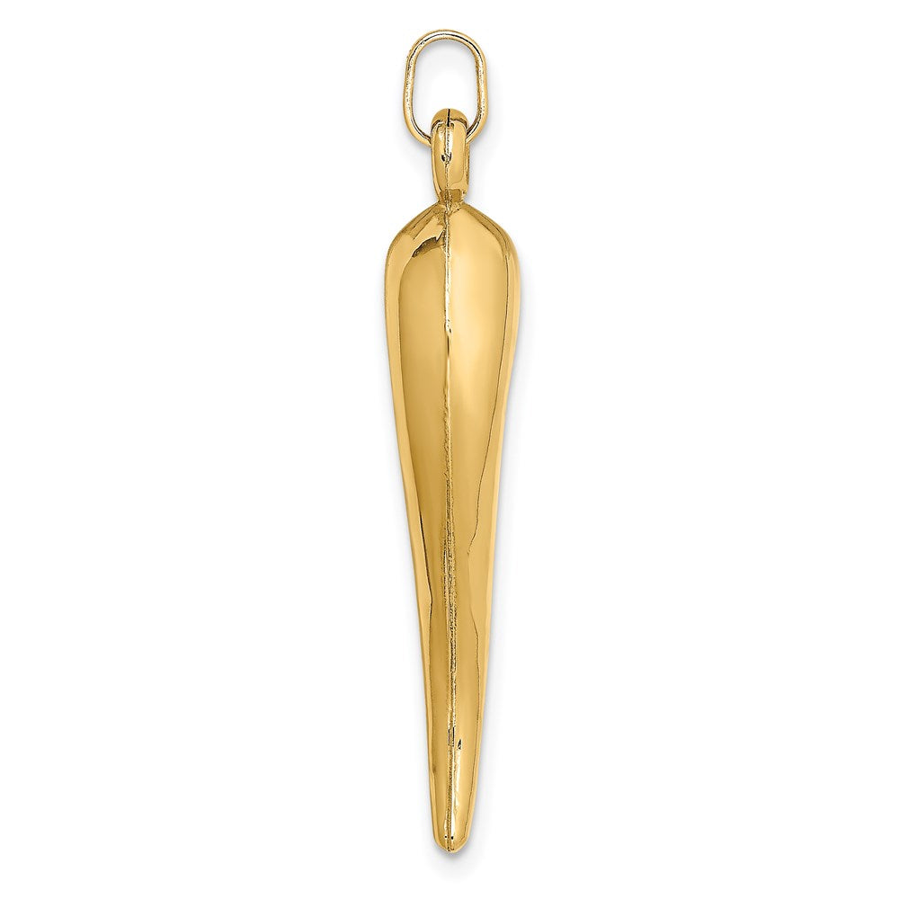 FJC Finejewelers 14 kt Yellow Gold Hollow 3D Italian Horn Charm 33 x 8 mm