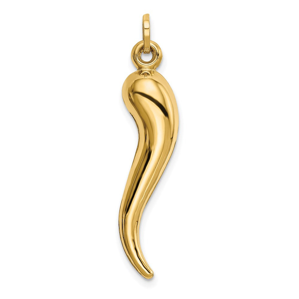 FJC Finejewelers 14 kt Yellow Gold Hollow 3D Italian Horn Charm 33 x 8 mm