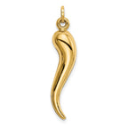 FJC Finejewelers 14 kt Yellow Gold Hollow 3D Italian Horn Charm 33 x 8 mm