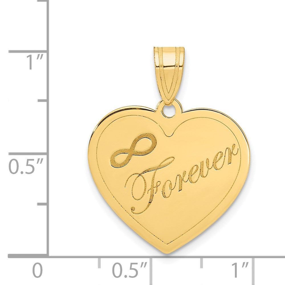 FJC Finejewelers 14 kt Yellow Gold Infinity FOREVER Laser Cut Charm Heart Charm 25 x 20 mm