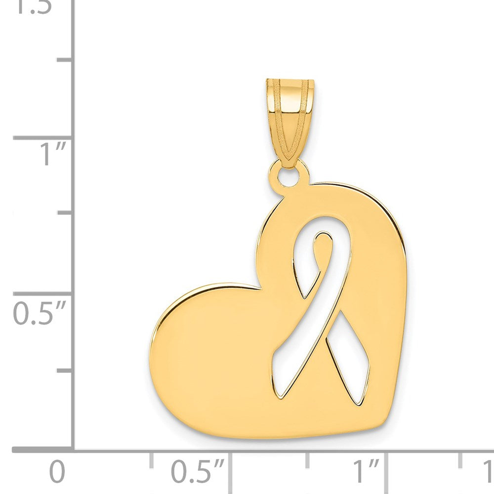 FJC Finejewelers 14 kt Yellow Gold Heart W/Cut Out Awareness Ribbon Charm