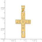 FJC Finejewelers 14 kt Yellow Gold Laser Cut JESUS Cross Charm 39 x 18 mm
