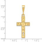 FJC Finejewelers 14 kt Yellow Gold Laser Cut FAITH Cross Charm 37 x 15 mm