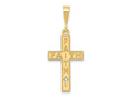 FJC Finejewelers 14 kt Yellow Gold Laser Cut FAITH Cross Charm 37 x 15 mm