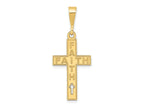 FJC Finejewelers 14 kt Yellow Gold Laser Cut FAITH Cross Charm 37 x 15 mm