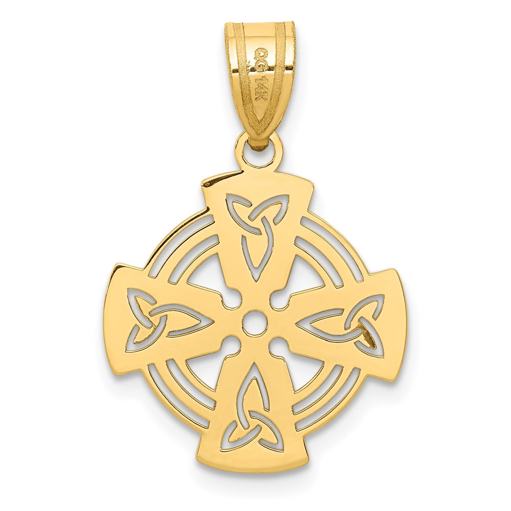 FJC Finejewelers 14 kt Yellow Gold Laser Cut Celtic Cross Charm 24 x 16 mm