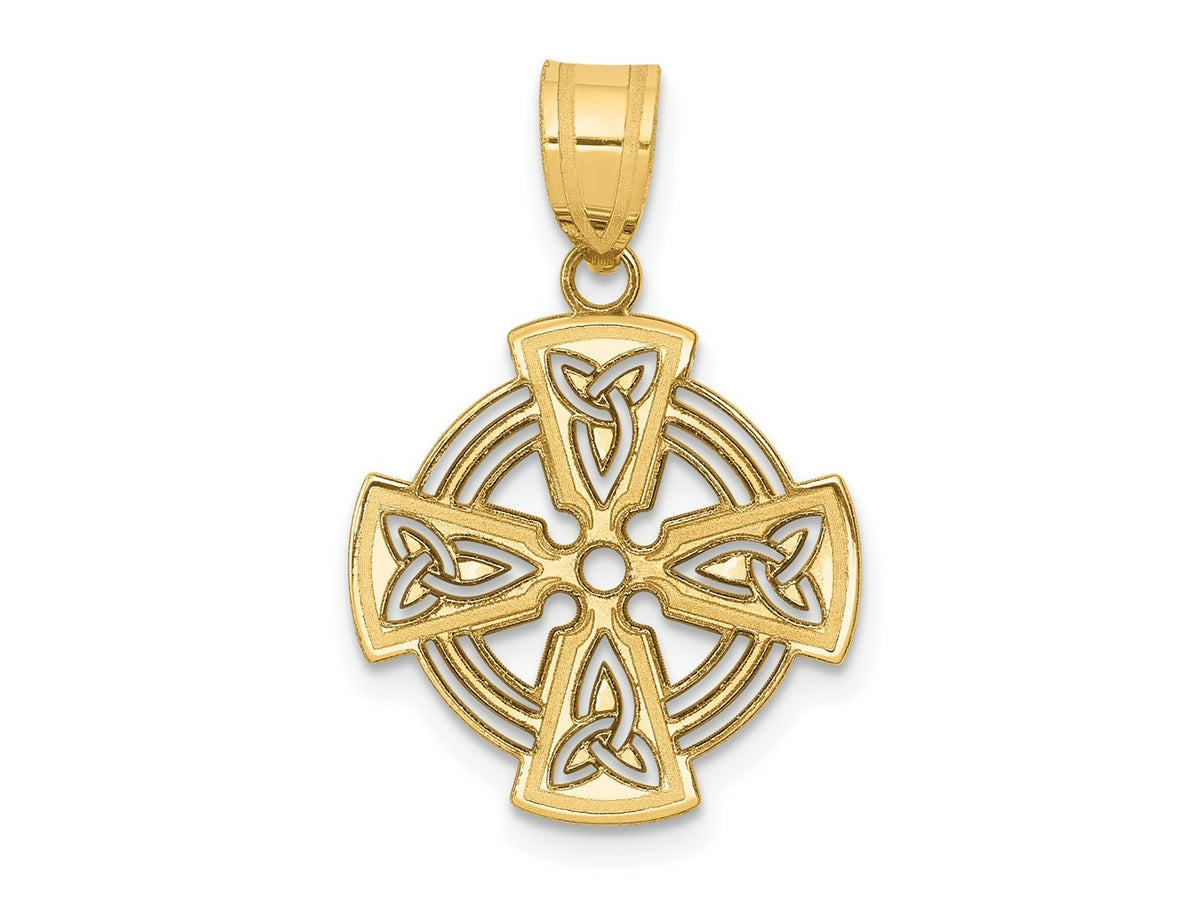 FJC Finejewelers 14 kt Yellow Gold Laser Cut Celtic Cross Charm 24 x 16 mm