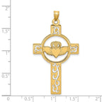 FJC Finejewelers 14 kt Yellow Gold Laser Cut Claddagh Cross Charm 47 x 26 mm