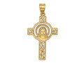FJC Finejewelers 14 kt Yellow Gold Laser Cut Jesus Face Cross Charm