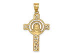 FJC Finejewelers 14 kt Yellow Gold Laser Cut Jesus Face Cross Charm