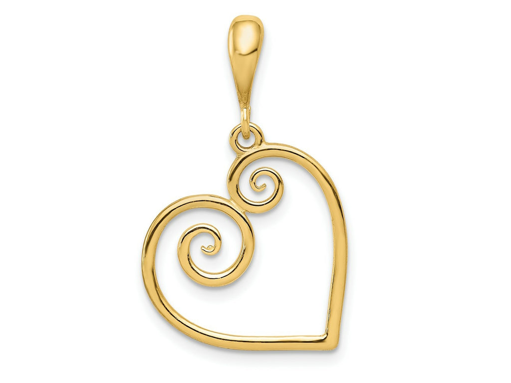 FJC Finejewelers 14 kt Yellow Gold Polished Swirl Heart Charm 16 mm