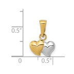 FJC Finejewelers 14 kt Yellow Gold with White Rhodium Double Heart Charm 15 x 11 mm