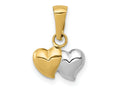 FJC Finejewelers 14 kt Yellow Gold with White Rhodium Double Heart Charm 15 x 11 mm
