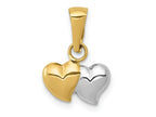 FJC Finejewelers 14 kt Yellow Gold with White Rhodium Double Heart Charm 15 x 11 mm
