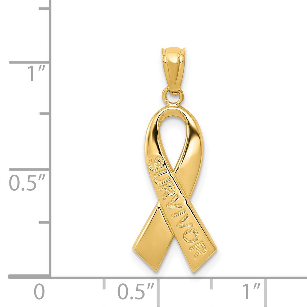FJC Finejewelers 14 kt Yellow Gold Polished SURVIVOR Ribbon Charm