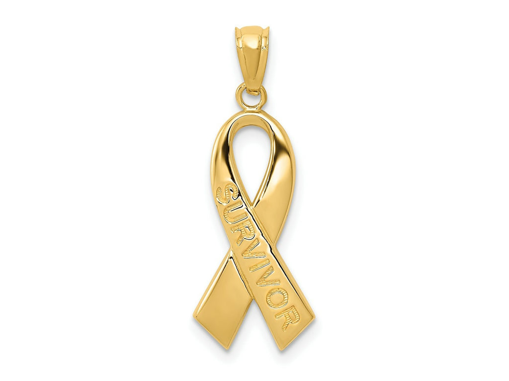 FJC Finejewelers 14 kt Yellow Gold Polished SURVIVOR Ribbon Charm