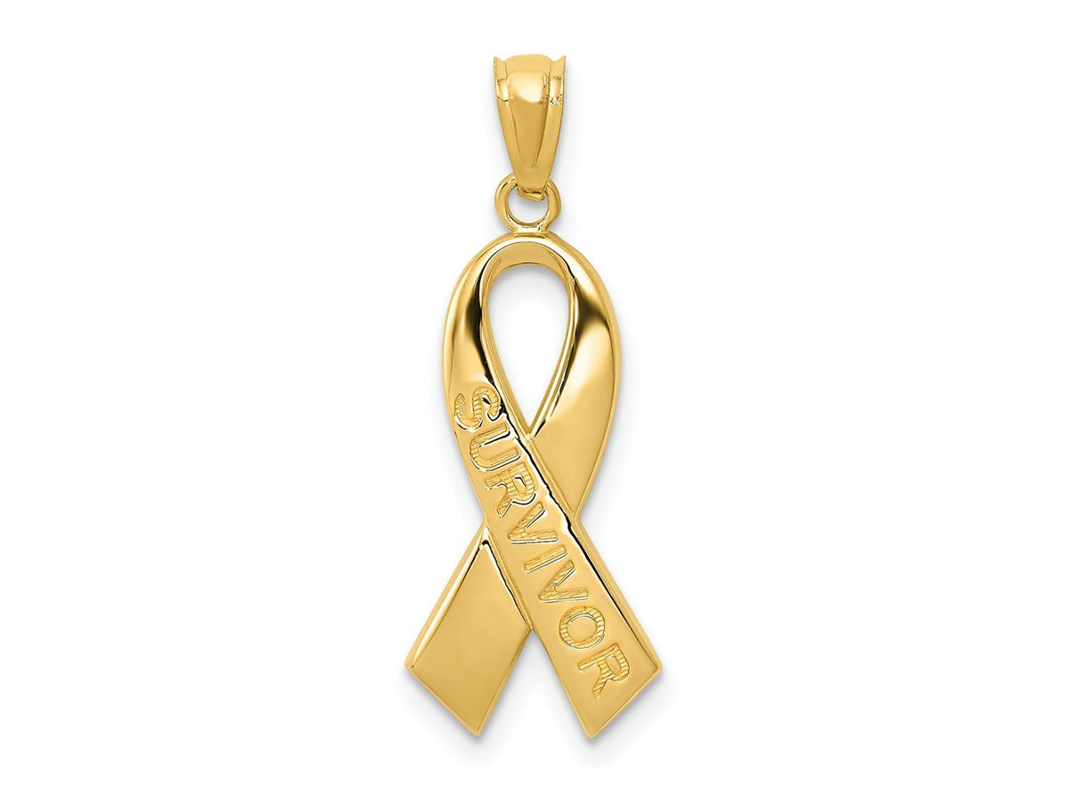 FJC Finejewelers 14 kt Yellow Gold Polished SURVIVOR Ribbon Charm