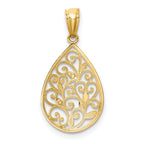 FJC Finejewelers 14 kt Yellow Gold Fancy Polished and Textured Small Filigree Teardrop Charm