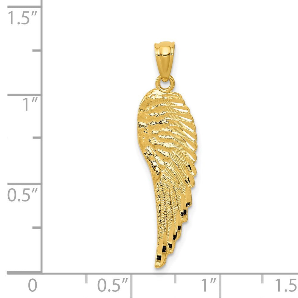 FJC Finejewelers 14 kt Yellow Gold Polished and Textured Angel Wing Charm 32 mm