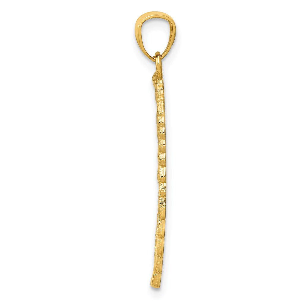 FJC Finejewelers 14 kt Yellow Gold Polished and Textured Angel Wing Charm 32 mm